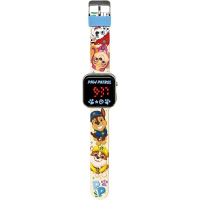 Relógio digital infantil com bracelete estampado Paw Patrol e mostrador preto digital