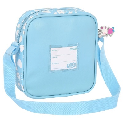 mala infantil azul clara com alça e selo Peppa Pig