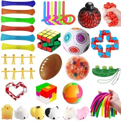 Brinquedos antistresse coloridos e puzzles variados
