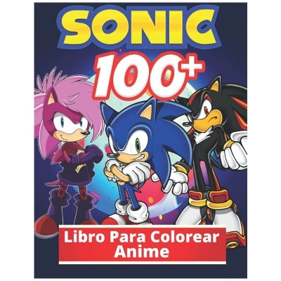 Livro para colorir Sonic com personagens animados em estilo anime