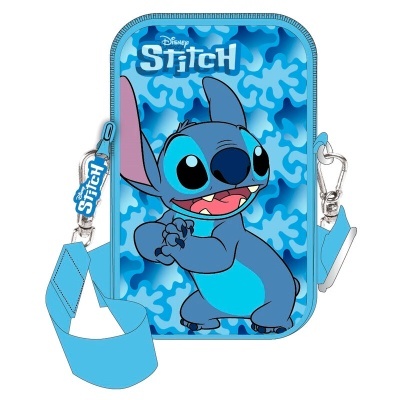 Bolsa azul infantil com imagem de Stitch da Disney e alça destacável