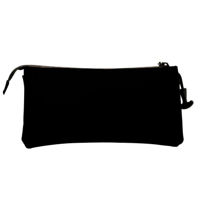 Estojo preto de tecido com fecho de correr