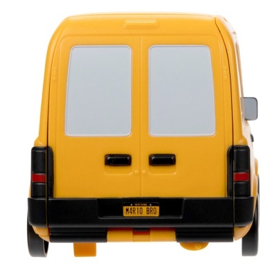 Miniatura de carrinha amarela com janelas traseiras brancas e matrícula 'MAR10 BRO'