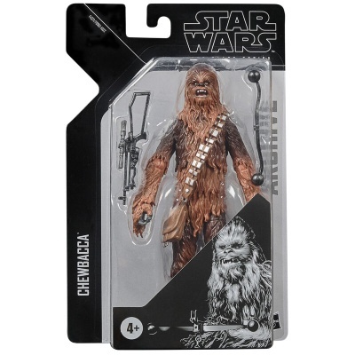 Figura de ação Chewbacca Star Wars em embalagem preta e transparente