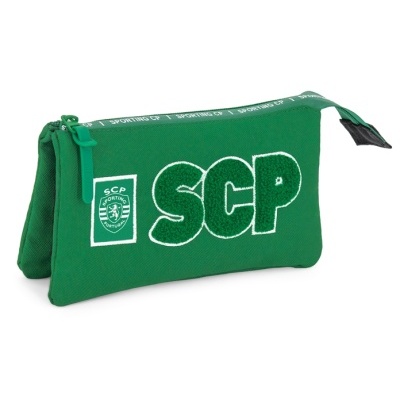 Estojo verde SCP Sporting Portugal com fecho e alça decorativa