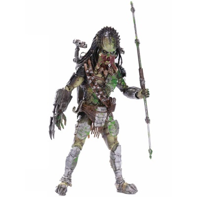 Figura de ação Predator verde e cinza com bastão e armadura