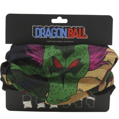 Cachecol multifuncional com estampa Dragon Ball e embalagem preta com logo