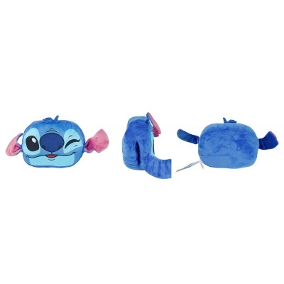 Estojo peluche azul Stitch com olhos bordados e orelhas coloridas