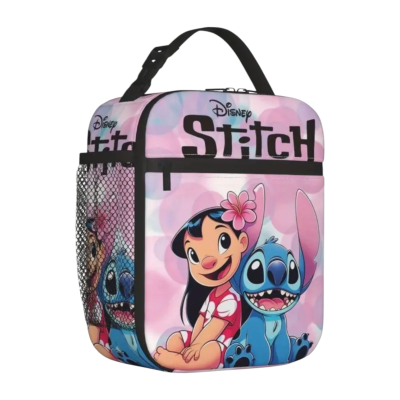 Mala térmica infantil com estampado Lilo e Stitch em rosa e azul