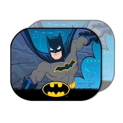 Protetores solares para automóvel com imagem do Batman em tons cinza, azul, preto e amarelo