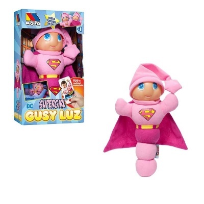 Boneca de pelúcia Supergirl rosa com embalagem colorida