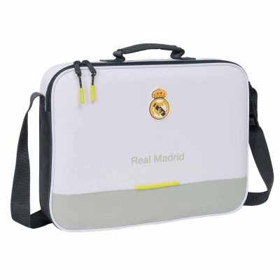 Saco de transporte branco e cinza com logótipo Real Madrid