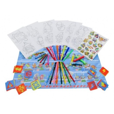 Conjunto infantil de pintura com lápis de cor, folhas para colorir, autocolantes e cartões coloridos