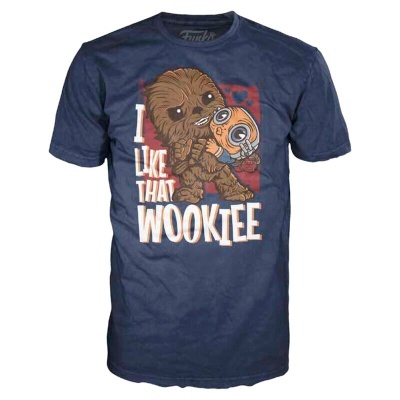 T-shirt azul com estampa Wookiee e texto I LIKE THAT WOOKIEE
