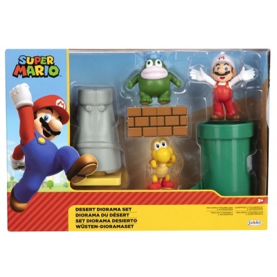 Conjunto Super Mario para diorama do deserto com figuras e blocos em plástico.