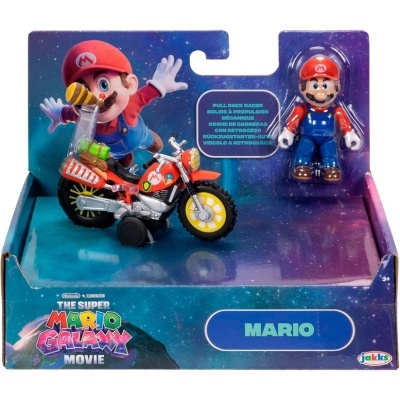 Brinquedo de ação Mario com mota em embalagem azul