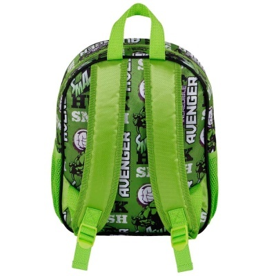 Mochila infantil Avengers Verde com estampa do Hulk e alças verdes