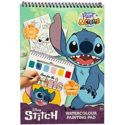 Bloco de pintura de aguarela Disney Stitch com capa ilustrada