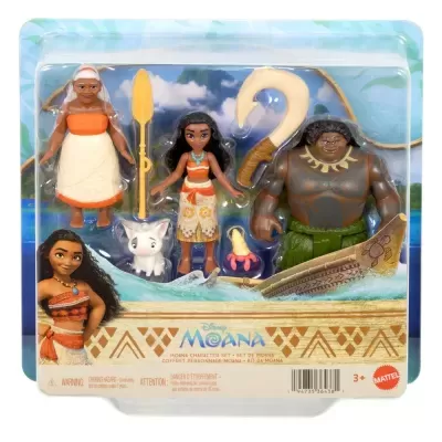 Conjunto de figuras de ação Disney Moana com 3 personagens e acessórios em embalagem blister