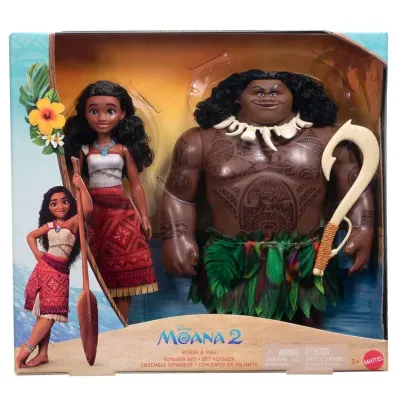 Bonecos de ação Moana 2 de Moana e Maui em embalagem