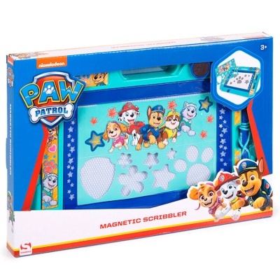 Brinquedo magnético de desenho Paw Patrol com personagens e suporte azul