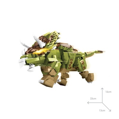 Figura LEGO dinossauro Tricerátopo verde e castanho
