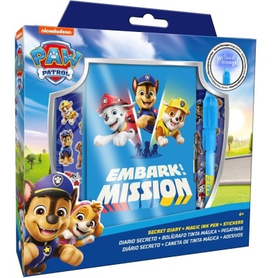 Conjunto PAW Patrol diário secreto com caneta mágica e autocolantes