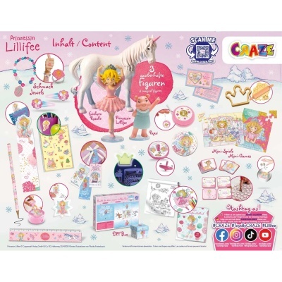 Conjunto infantil da CRAZE com figuras de fada, unicórnio, jóias e autocolantes temas Prinzessin Lillifee