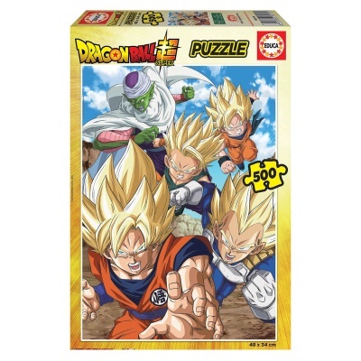 Caixa de puzzle Dragon Ball Super com 500 peças e personagens animados