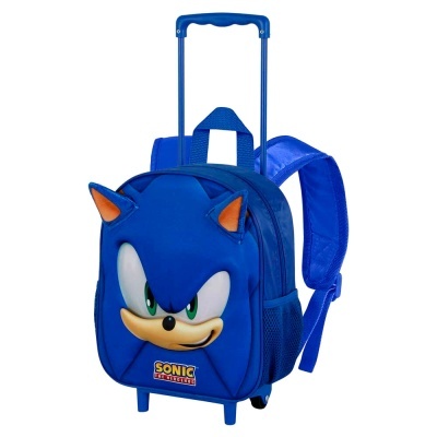 Mochila de carrinho azul com personagem Sonic e orelhas 3D