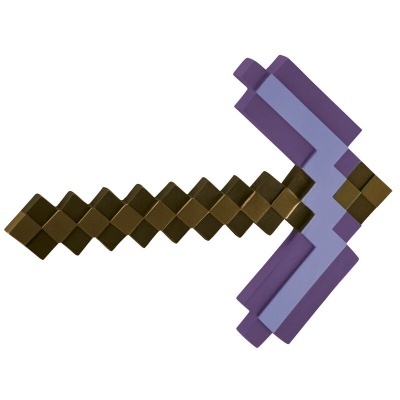 Espada de brinquedo pixelada em castanho e roxo sobre fundo branco