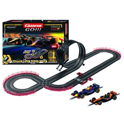 Pista de corridas elétrica Carrera GO!!! com carros McLaren e Oracle Red Bull Racing e looping