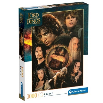 Caixa de puzzle de 1000 peças de The Lord of the Rings com personagens e Anel de Poder
