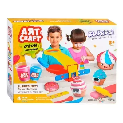 Caixa de brinquedo ART CRAFT com massa de modelar e prensa colorida