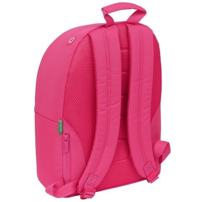 Mochila cor-de-rosa com alças almofadadas e bolso lateral