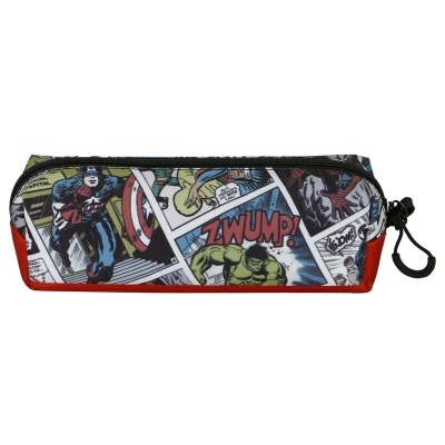 Estojo retangular com padrão de banda desenhada Marvel e base vermelha