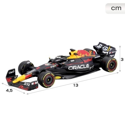 Miniatura de carro de Fórmula 1 preto com logótipos Oracle e Red Bull