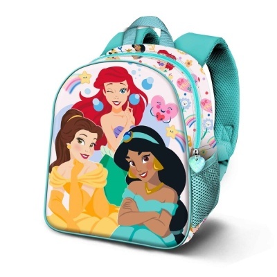 Mochila infantil com princesas Disney Ariel, Bela e Jasmine