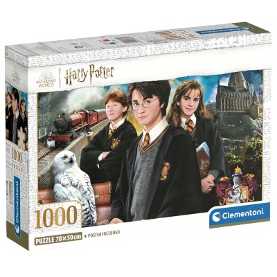 Embalagem de puzzle Harry Potter com 1000 peças, personagens e castelo