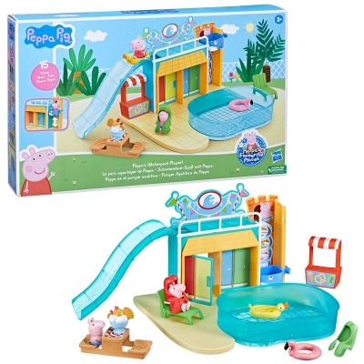 Conjunto de brinquedo Peppa Pig com escorrega azul e piscina