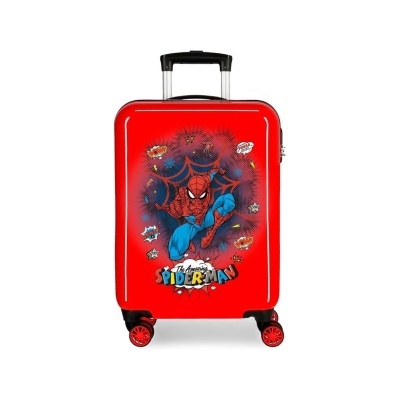 Mala de viagem rígida vermelha com imagem do Homem-Aranha
