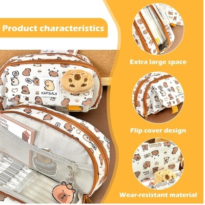 Estojo estampado com ursinhos castanhos em material resistente