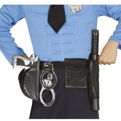 Fato de polícia infantil com coldre e acessórios de brinquedo