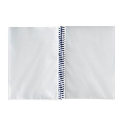 Caderno espiral branco aberto com capas transparentes