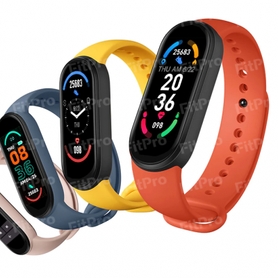 Pulseiras inteligentes coloridas com ecrãs digitais variadas