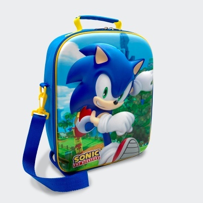 Mala infantil rígida azul com imagem do Sonic the Hedgehog