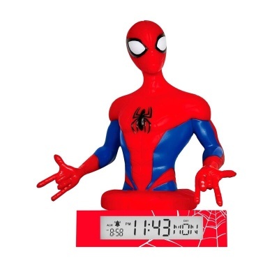 Relógio digital Homem-Aranha vermelho e azul com visor e teia desenhada