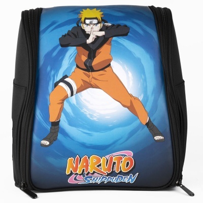 Mala preta com personagem do anime Naruto e texto Naruto Shippuden