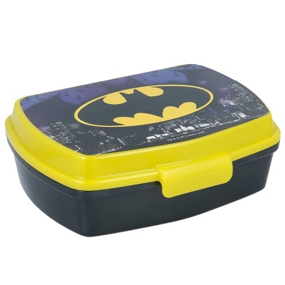 Marmita preta e amarela com logótipo do Batman na tampa