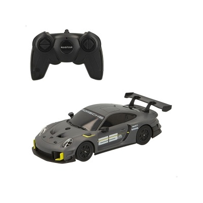 Carro de brinquedo RC cinzento Porsche com comando preto